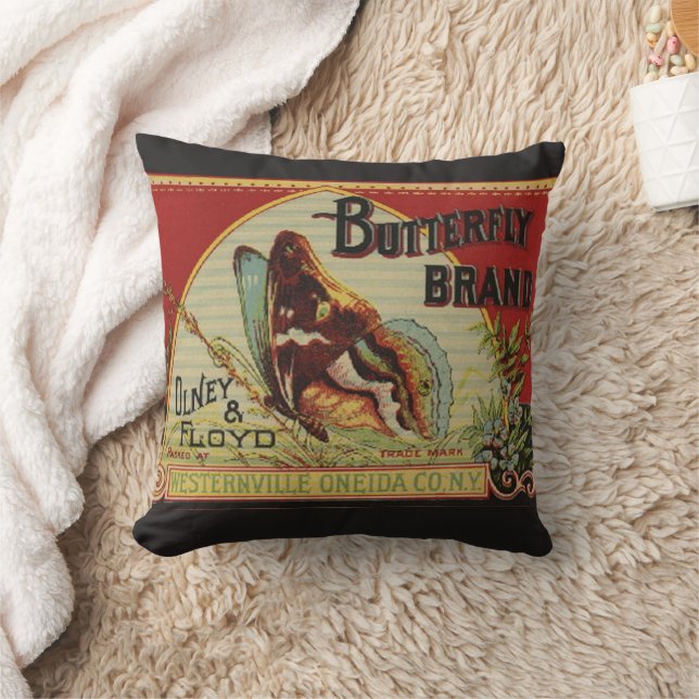 Butterfly Antique Advertising Label Cushion (Blanket)