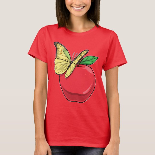 Butterfly Apple Fruit T-Shirt (Front)