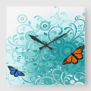 Butterfly Art 2 Wall Clocks & Numeral Options