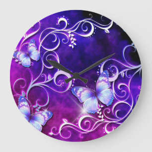 Butterfly Art 3 Wall Clocks & Numeral Options