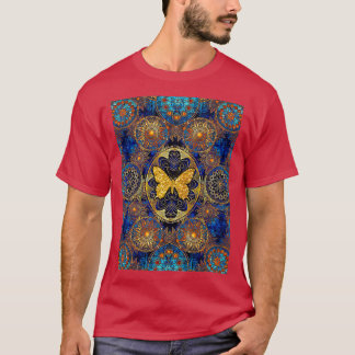 Butterfly Art Blue Gold T-Shirt