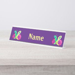 Butterfly Art by Kids Desk Name Plate