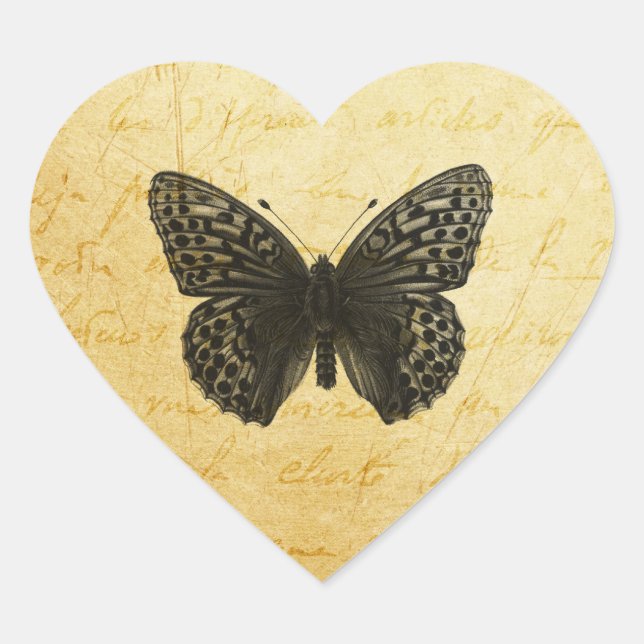 Butterfly Art Heart Sticker (Front)