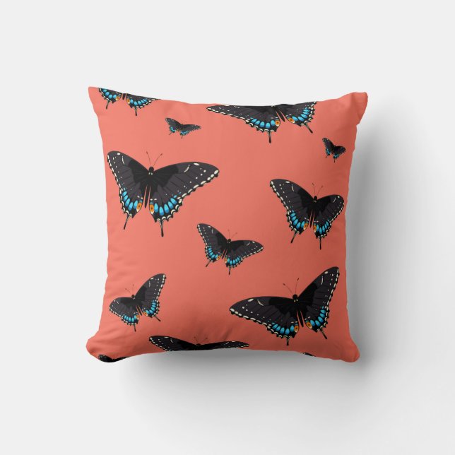 Butterfly Art Monarch Prints Pink Butterfly Transp Cushion (Front)