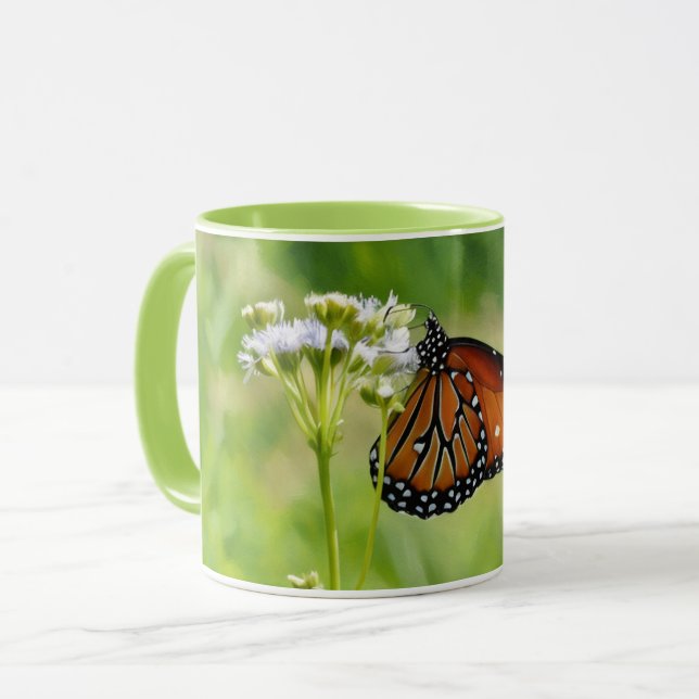 Butterfly Art Monarch Wildflower Mug Cup (Front Left)