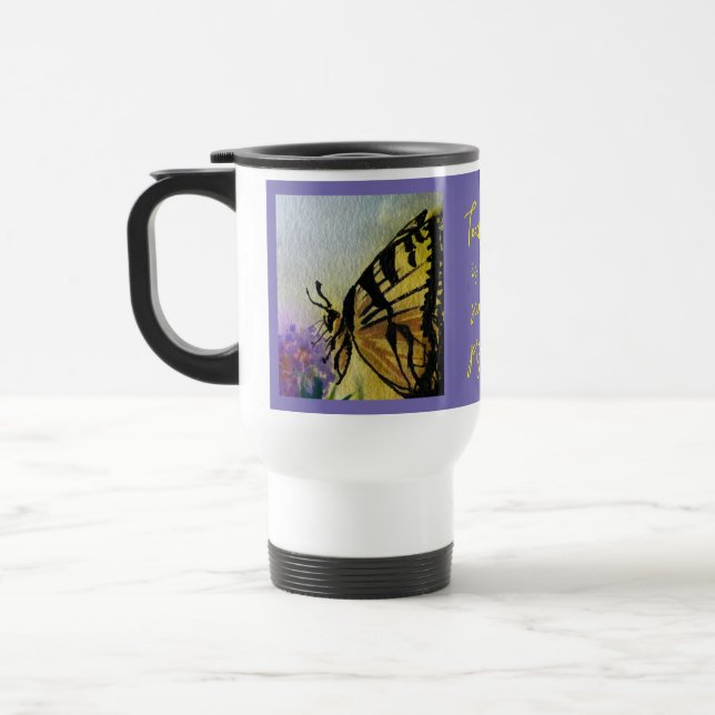 Butterfly Art Nature Unfolding Teacher Thought Travel Mug (Left)