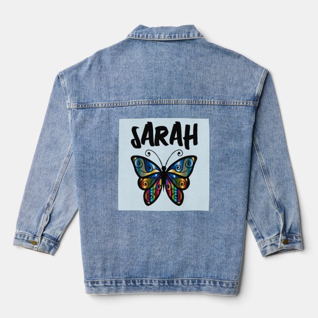 BUTTERFLY ART PERSONALIZED DENIM JEAN JACKET (Back)