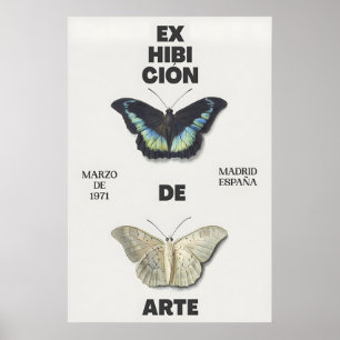 Butterfly Art Print 1971 Madrid Exhibition Poster