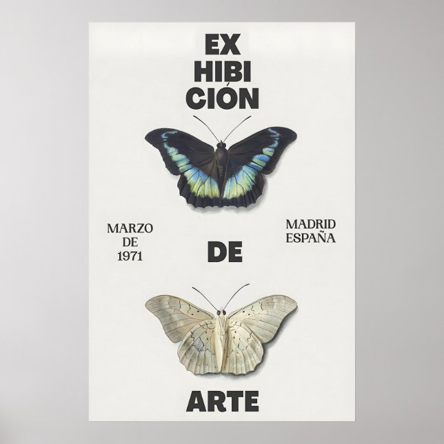 Butterfly Art Print 1971 Madrid Exhibition Poster (Front)