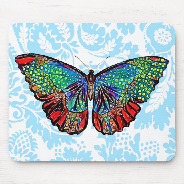 Butterfly Art Vintage Pattern Mouse Pad (Front)