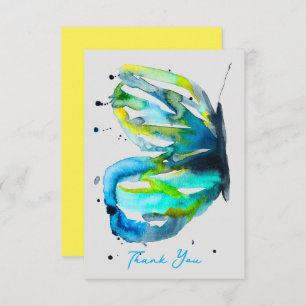 Butterfly art watercolor blue card