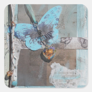 Butterfly Art With Quote Square Sticker