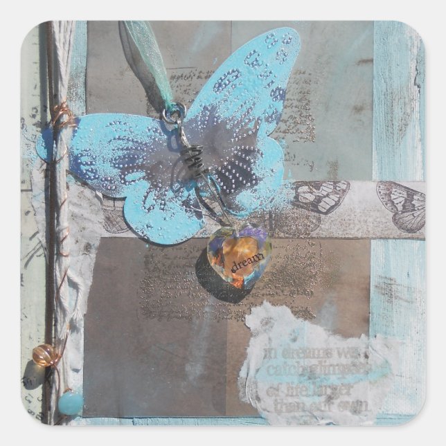 Butterfly Art With Quote Square Sticker (Front)