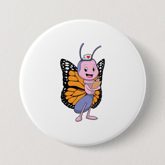 Butterfly as Nurse 7.5 Cm Round Badge (Front)