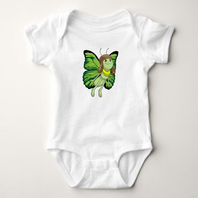 Butterfly as Pilot with Pilot hat Baby Bodysuit (Front)
