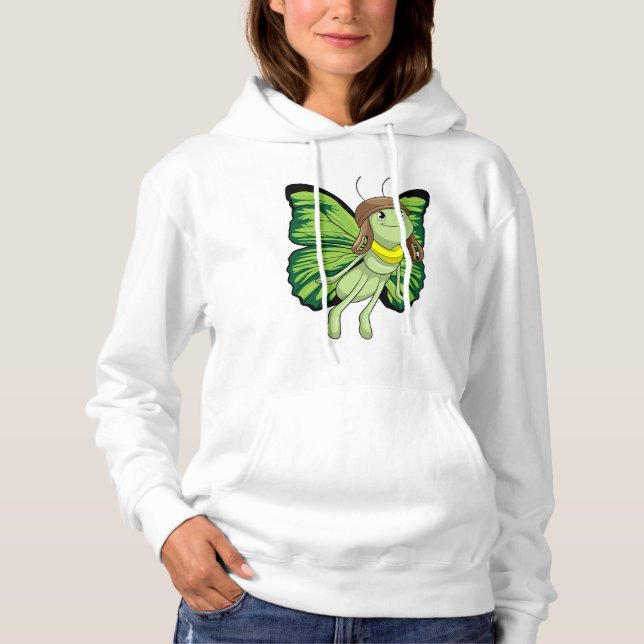 Butterfly as Pilot with Pilot hat Hoodie (Front)