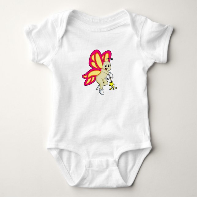 Butterfly as Wizard with Magic wand Baby Bodysuit (Front)