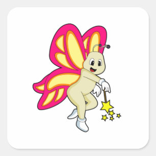 Butterfly as Wizard with Magic wand Square Sticker