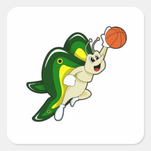 Butterfly at Basketball Sports Square Sticker