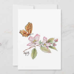 butterfly at blossom thank you card