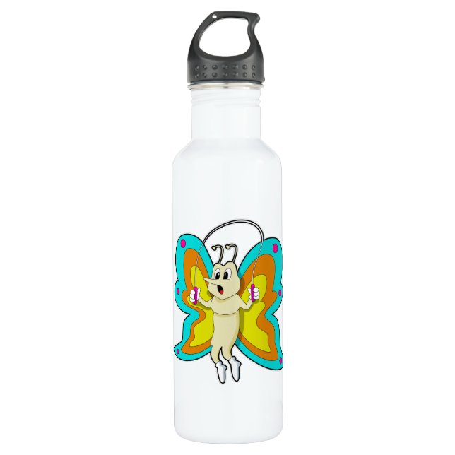 Butterfly at Jumping rope Fitness 710 Ml Water Bottle (Front)