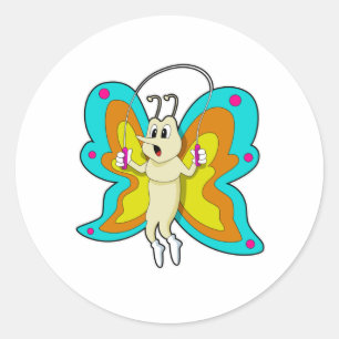 Butterfly at Jumping rope Fitness Classic Round Sticker