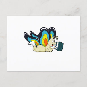 Butterfly at Reading with Book Postcard