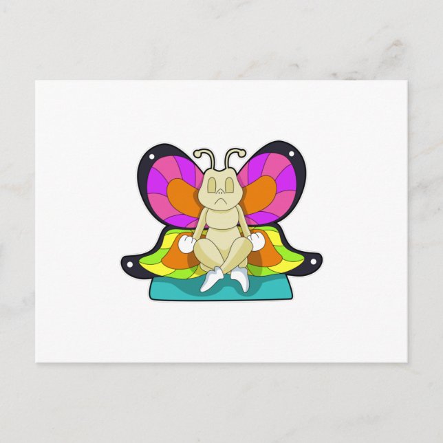Butterfly at Yoga in Cross-legged Postcard (Front)