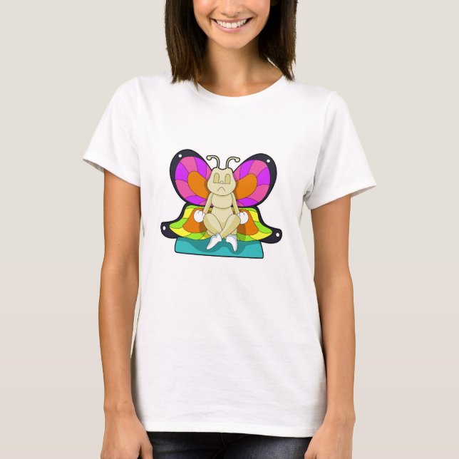 Butterfly at Yoga in Cross-legged T-Shirt (Front)
