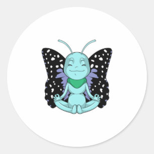 Butterfly at Yoga Stretching Legs Classic Round Sticker