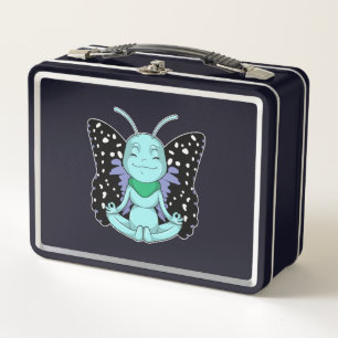 Butterfly at Yoga Stretching Legs Metal Lunch Box