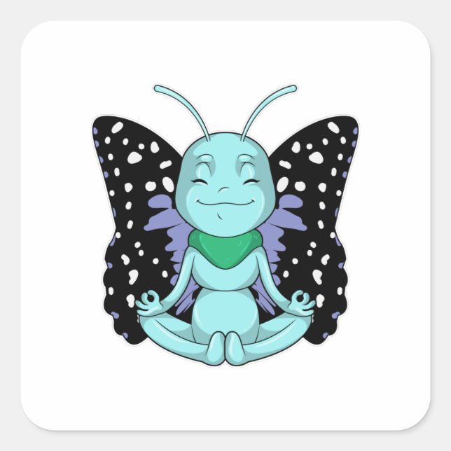 Butterfly at Yoga Stretching Legs Square Sticker (Front)