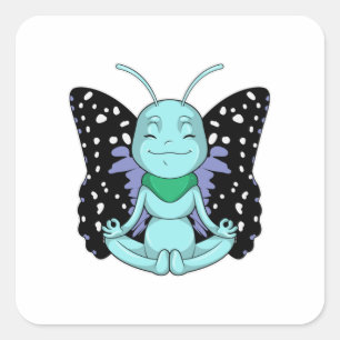 Butterfly at Yoga Stretching Legs Square Sticker