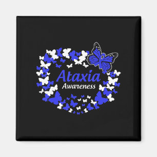 butterfly ataxia warrior with blue ribbon T-Shirt3 Magnet