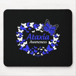 butterfly ataxia warrior with blue ribbon T-Shirt3 Mouse Mat