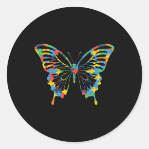 Butterfly Autism Awareness Amazing Puzzle Gift Classic Round Sticker