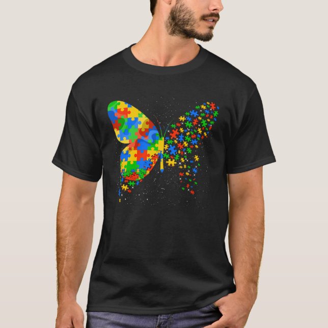 Butterfly Autism Awareness Men Women Kids Autism A T-Shirt (Front)