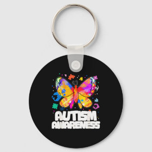 Butterfly autism awareness support autistic puzzle key ring