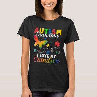 Butterfly Autism Grandma I Love My Grandson Awaren T-Shirt