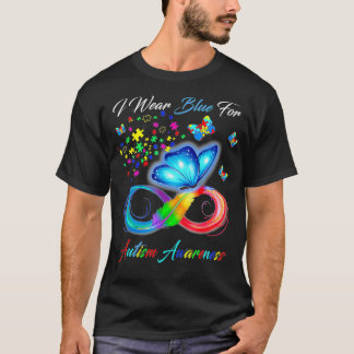 Butterfly Autism I Wear Blue For Autism Awareness  T-Shirt