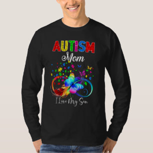 Butterfly Autism Mum I Love My Son Support Autisti T-Shirt