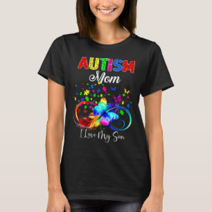 Butterfly Autism Mum I Love My Son Support Autisti T-Shirt