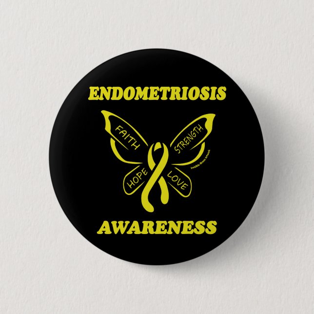 Butterfly/Awareness...Endometriosis Button (Front)