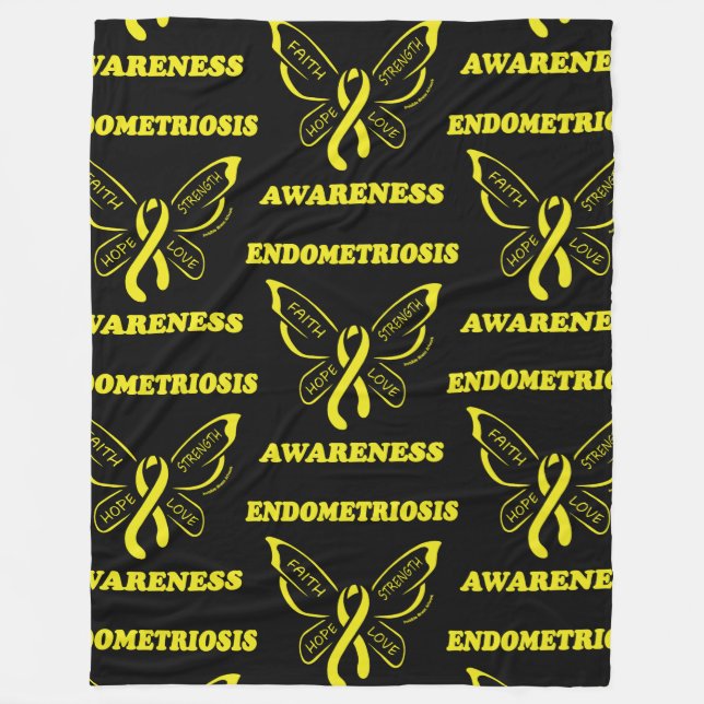 Butterfly/Awareness...Endometriosis Fleece Blanket (Front)