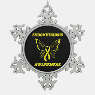 Butterfly/Awareness...Endometriosis Snowflake Pewter Christmas Ornament
