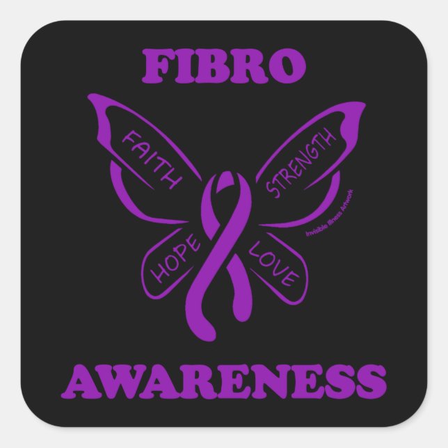 Butterfly/Awareness...Fibro Square Sticker (Front)