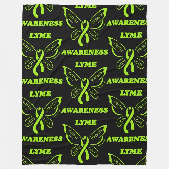 Butterfly/Awareness...Lyme Disease Fleece Blanket (Front)
