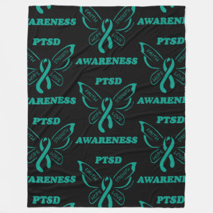 Butterfly/Awareness...PTSD Fleece Blanket