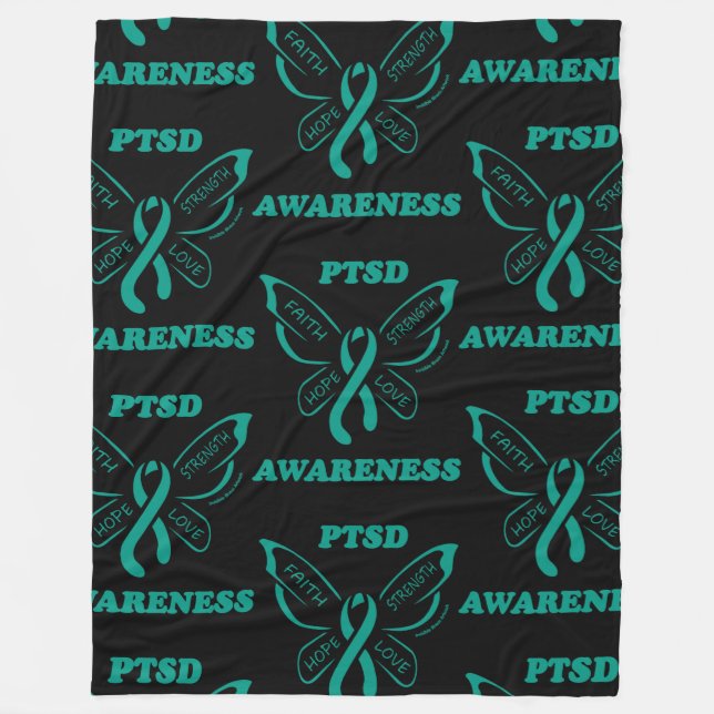 Butterfly/Awareness...PTSD Fleece Blanket (Front)