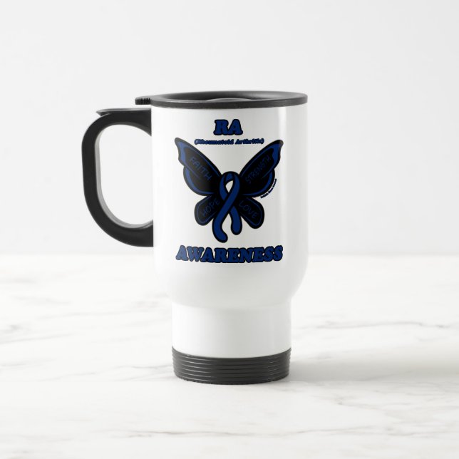 Butterfly/Awareness...Rheumatoid Arthritis Travel Mug (Left)